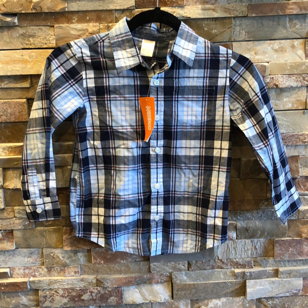 NWT plaid boys button down shirt